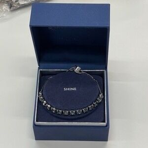 Brilliance Silver Tone Blue Green Stone Adjustable Slider Bracelet BB7131SSPBX6